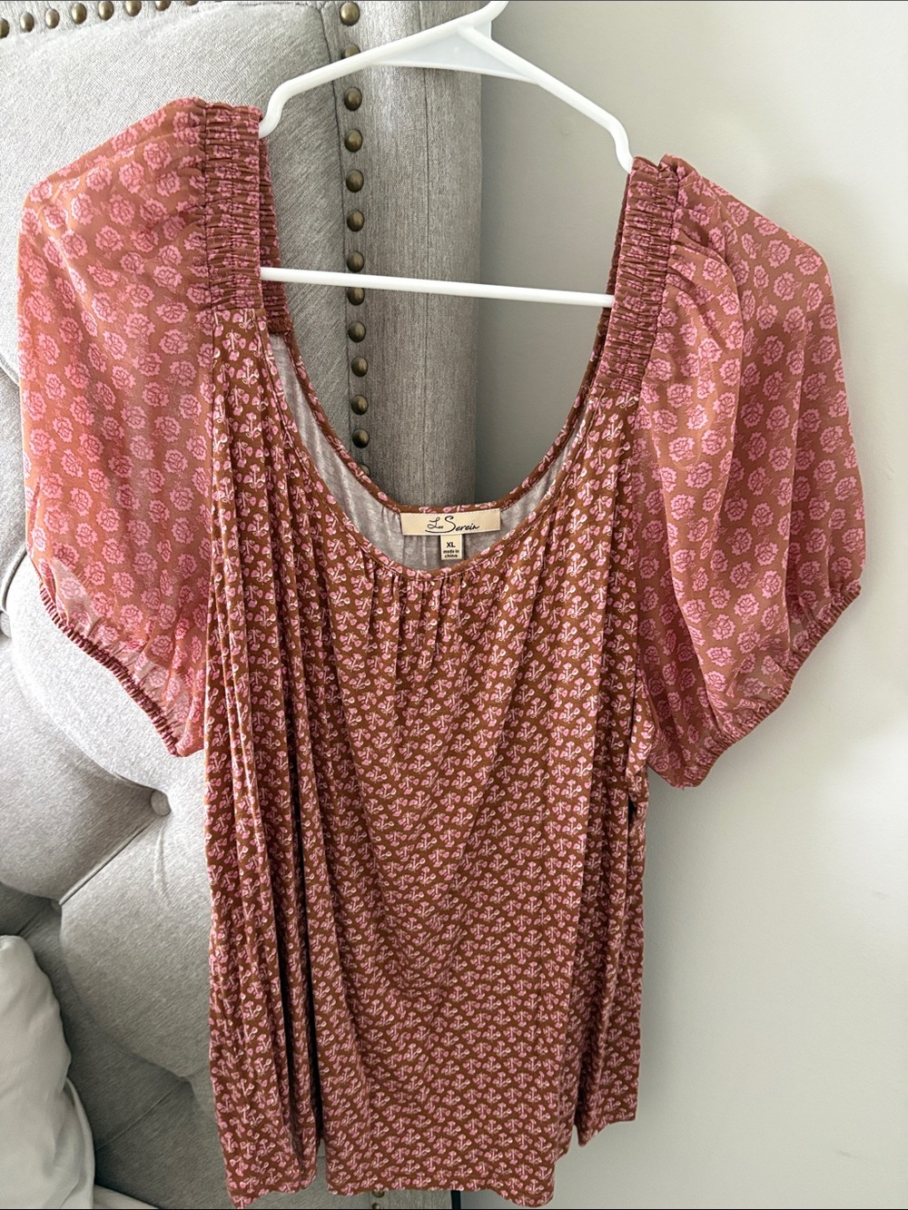 Boho Floral Scoop Neck Blouse in Dusty Rose, so soft!
